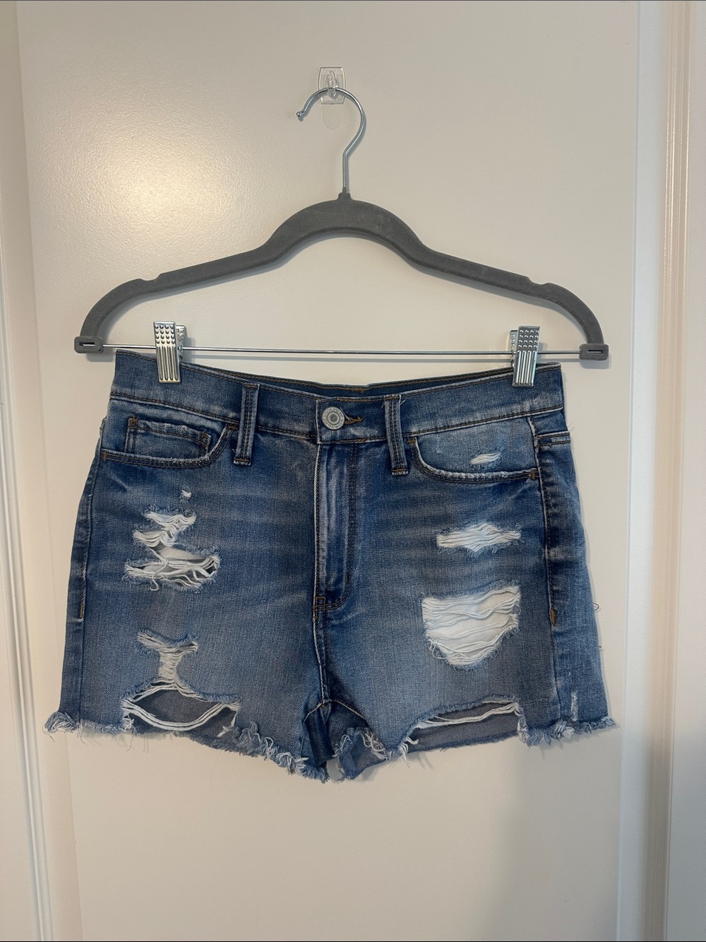 SO Distressed Dark Blue Denim Shorts